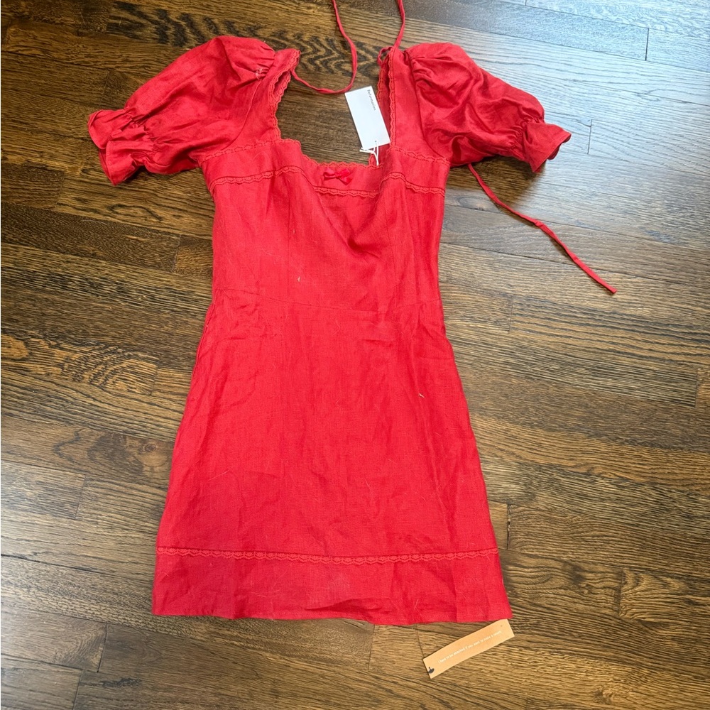 Reformation Scarlet Lace-Trimmed Dress
